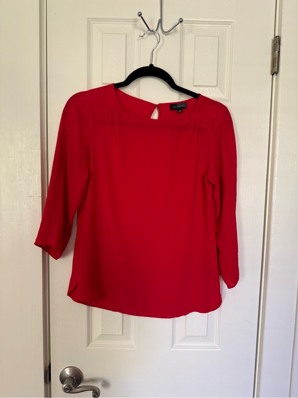 Bright Red/Orange Women's Blouse with Keyhole Back- The Limited